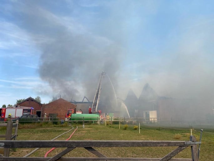 Zware brand bij fruit- en groentehandel: drie loodsen gaan in vlammen op