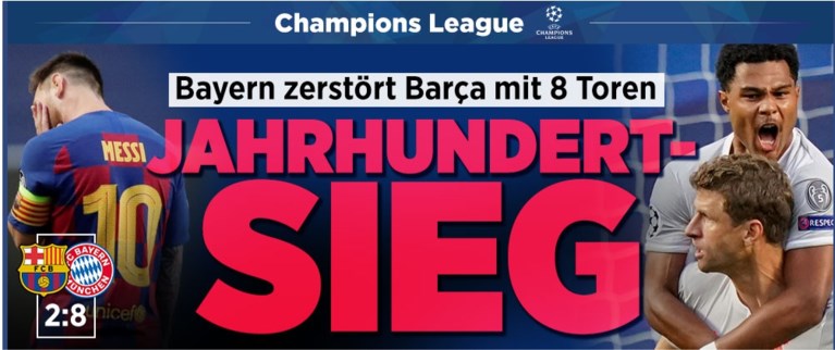 Titels liegen er niet om na sensationele kwartfinale Barcelona-Bayern: ‘Zege van de eeuw’ versus ‘Historische slachting’