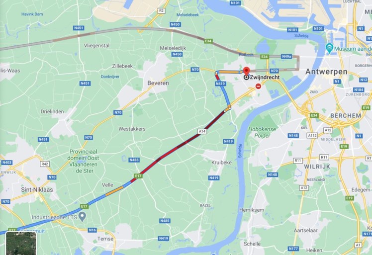 Meer dan een uur aanschuiven op E17 na ongeval met vrachtwagens
