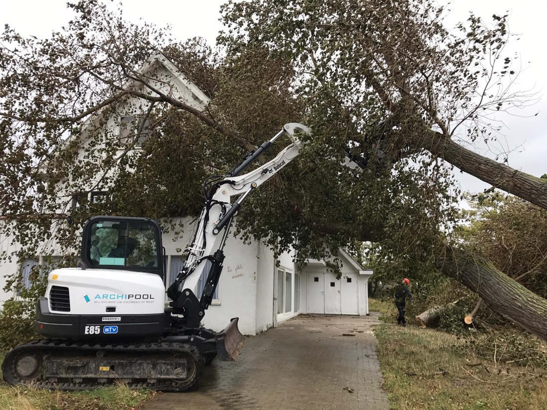 Three large trees end up on the villa in Oostduinkerke (Koksijde)