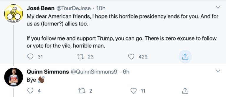 Quinn Simmons op non-actief gezet door Trek-Segafredo na pro-Donald Trump-tweets: “Het was niet racistisch bedoeld”