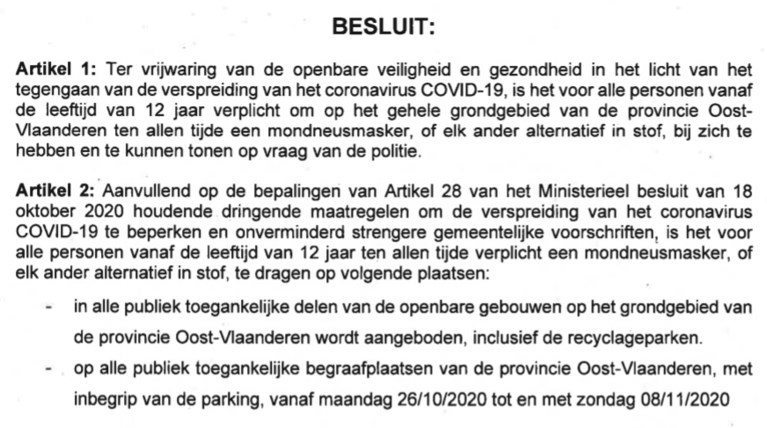 Nieuw: ook mondmasker op zak hebben is vanaf nu in heel Gent verplicht