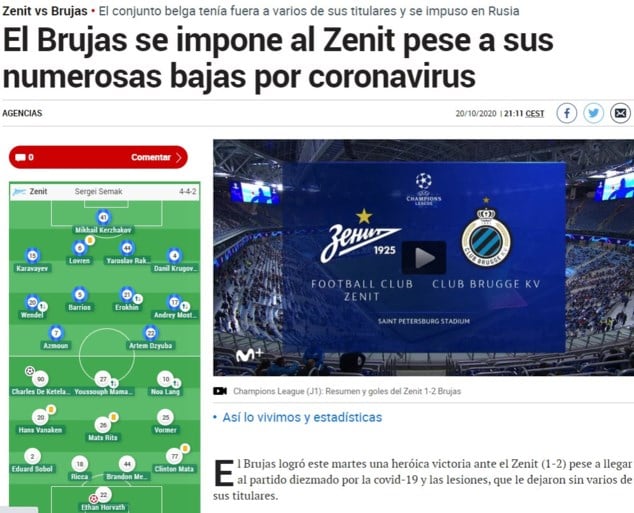 Buitenlandse pers ziet “heroïsche zege van Club Brugge”, Russen zijn eerlijk: “Over 90 minuten was het verdiend”