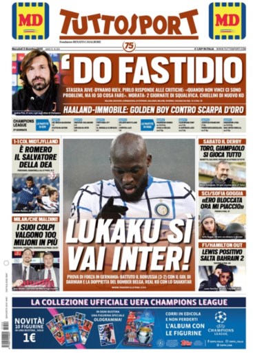 Italiaanse loftrompet voor “verwoestende” en “schitterende” Romelu Lukaku na zijn twee goals tegen Mönchengladbach