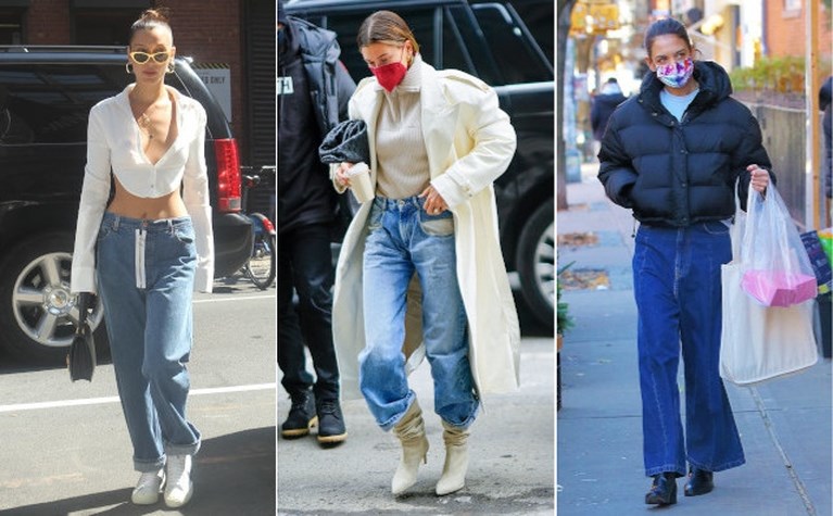 Bye skinny jeans, welkom baggy jeans. Katie Holmes geeft het goede voorbeeld