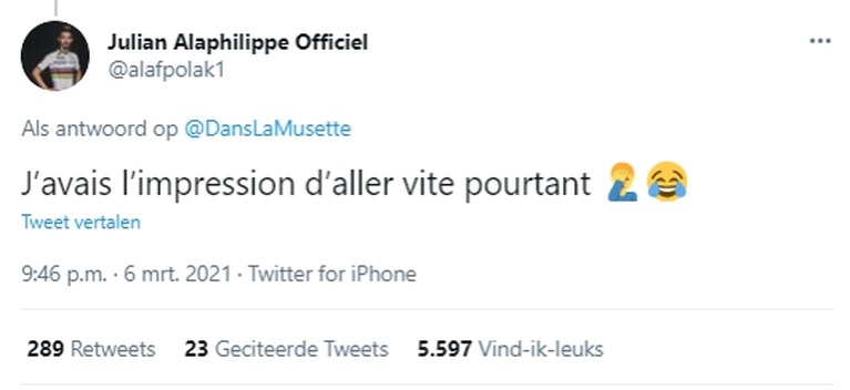 Amateurvideo toont hoe oppermachtige Mathieu van der Poel Julian Alaphilippe in de vernieling reed: “Ik dacht dat ik snel ging”