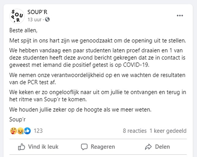 Populaire soepbar Soup’r moet geplande opening onverwacht uitstellen