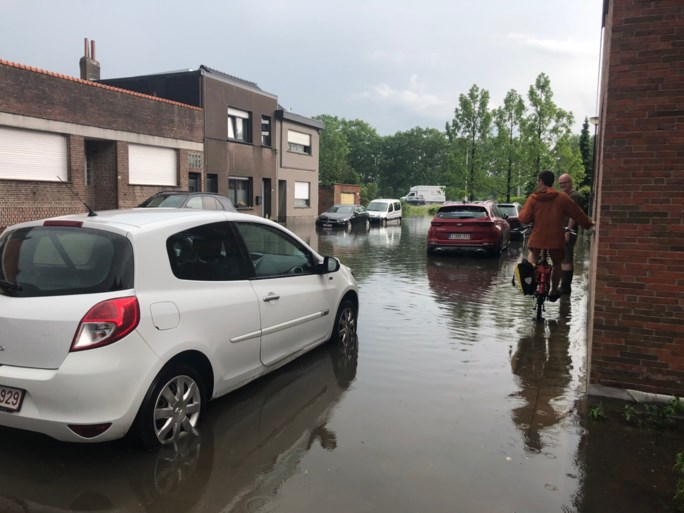 Wolkbreuk zet centrum van Herentals en Turnhout blank, dak logistiek bedrijf stort in