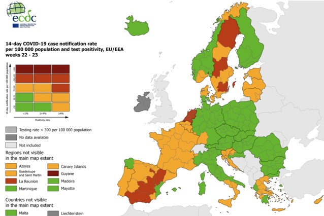 Nederland kleurt rood op kaart met reisbestemmingen ...