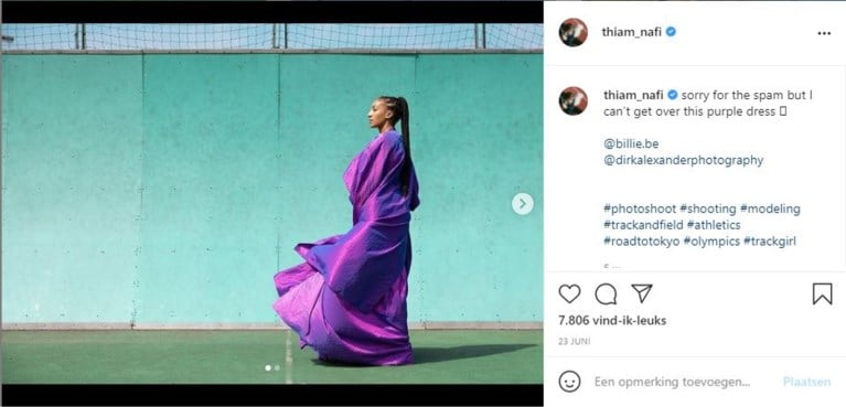 Nafi Thiam schittert in het goud en in het … paars!