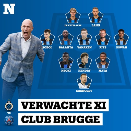 Start kapitein Ruud Vormer op de bank tegen PSG? Zo zien de vermoedelijke elftallen van Club Brugge en PSG eruit