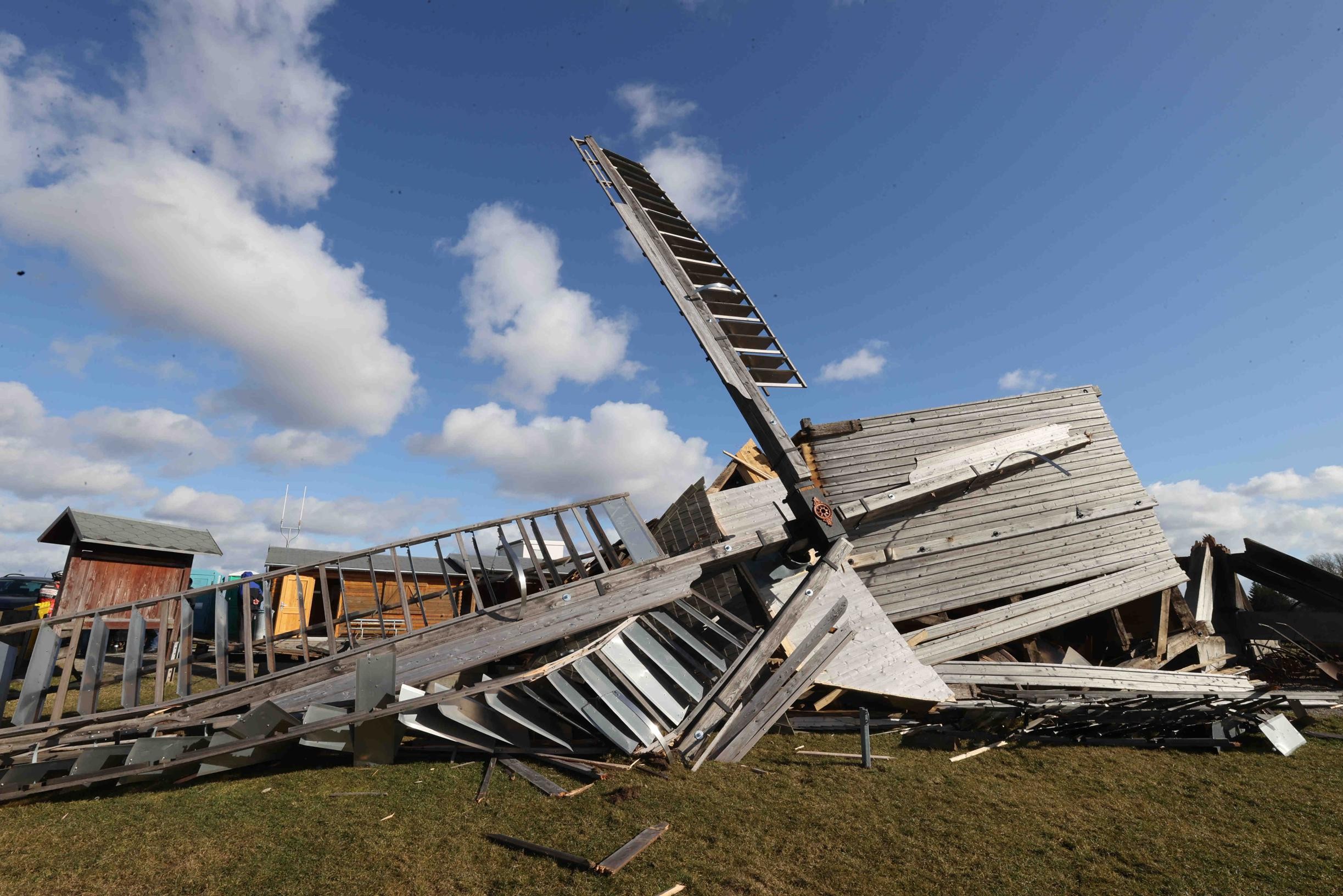 Cyclone blows over historic windmill in Germany
