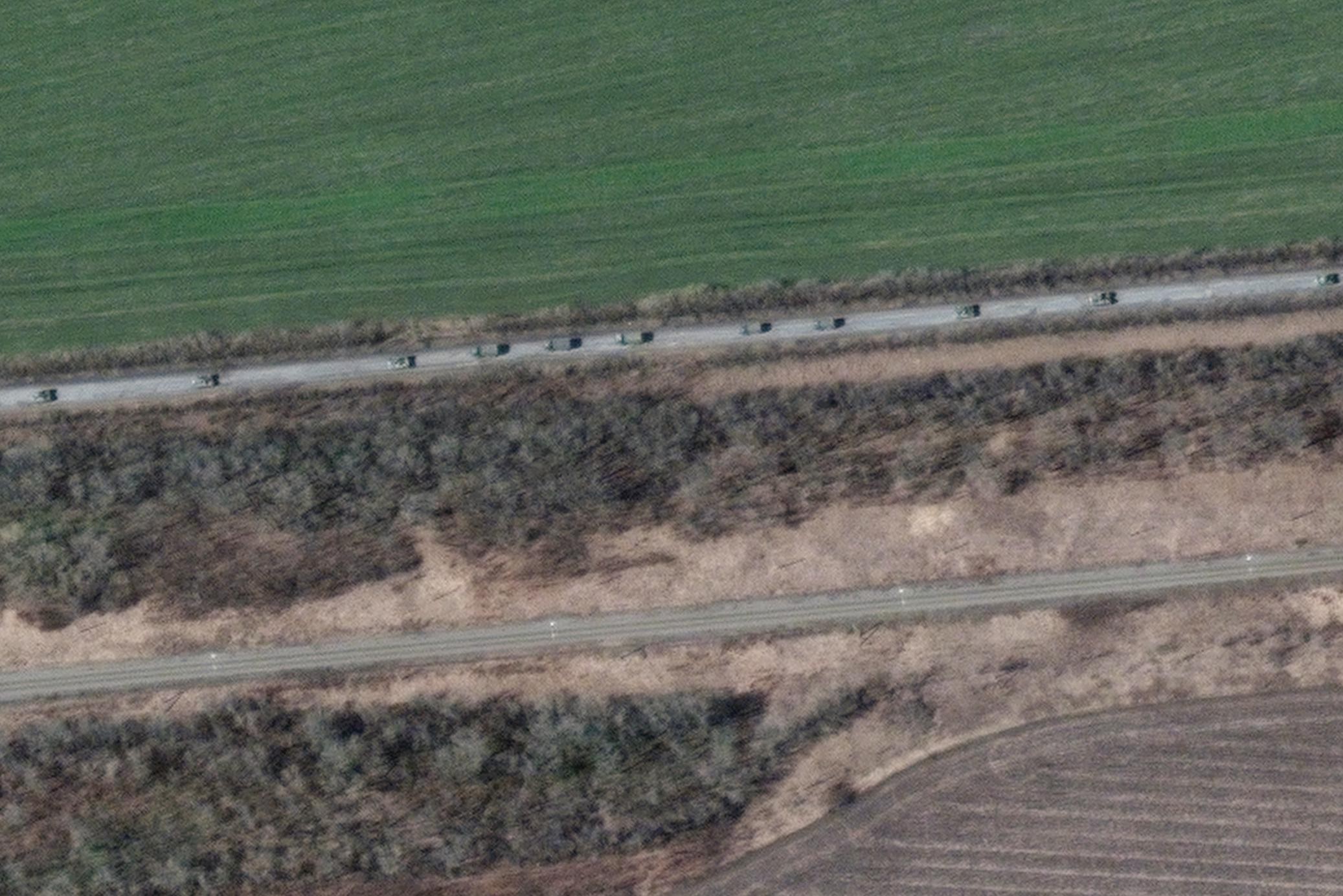 Satellite images show convoys of Russian troops heading for Kharkov