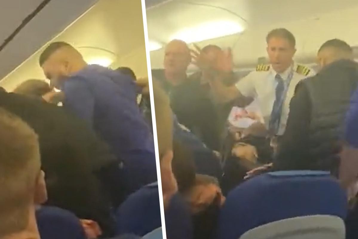 Images show a serious fight on a KLM plane to Amsterdam, six men arrested