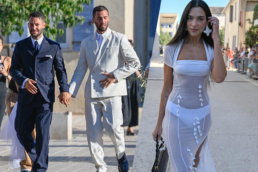 Dua Lipa ha alzato gli occhi al matrimonio dello stilista Jacquemus con un abito bianco trasparente