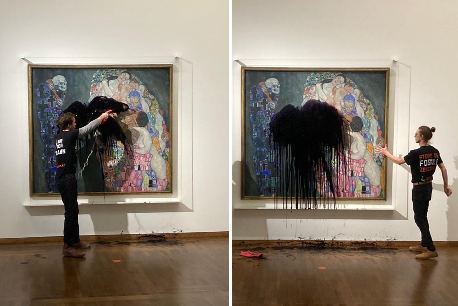 Climate activists deface work by Gustav Klimt in Vienna