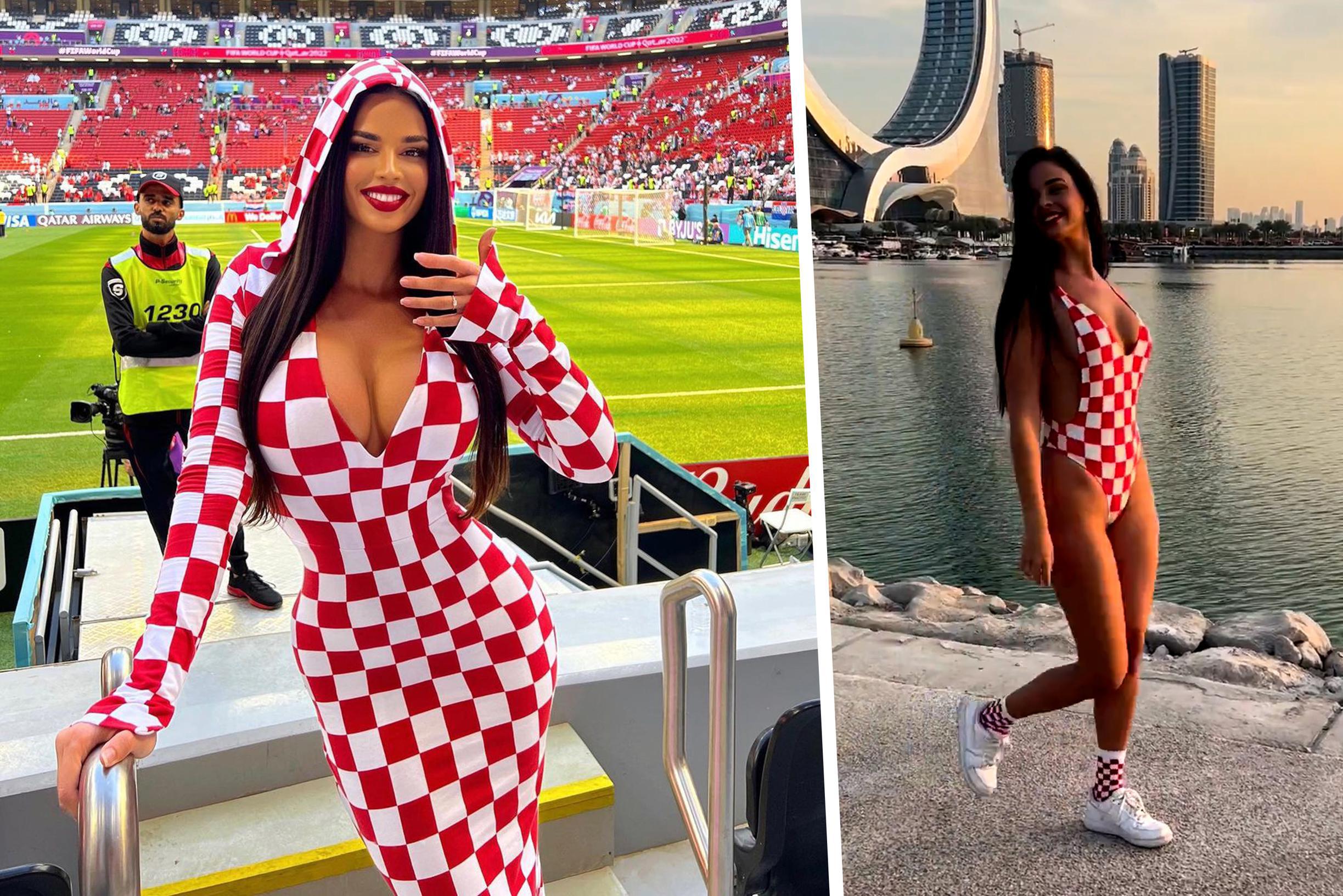 “Knapste fan” van WK krijgt kritiek nadat ze met string door Qatar loopt: “Heb wat respect voor onze cultuur”
