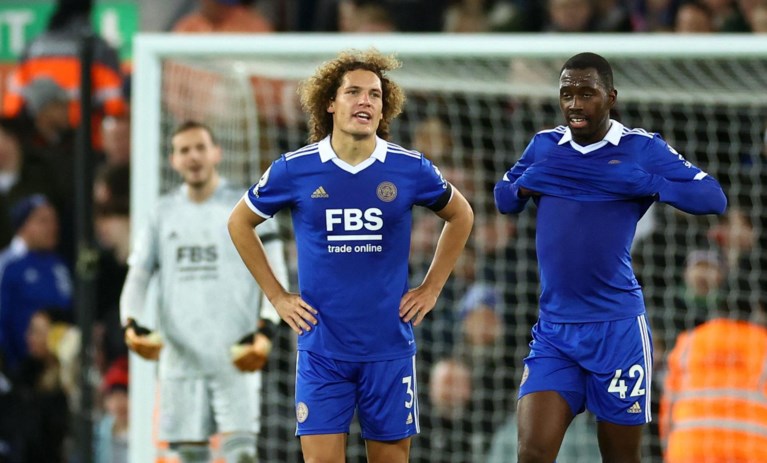 Du jamais vu: Wout Faes has a dramatic evening against Liverpool with two own goals in just eight minutes