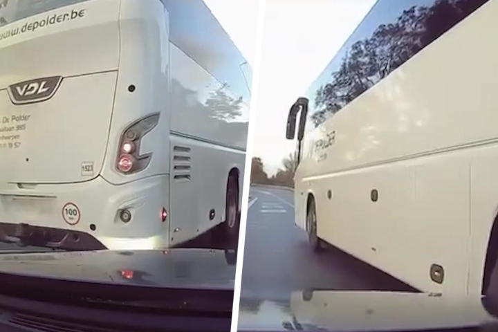 Beelden tonen hoe buschauffeur gevaarlijke manoeuvres uithaalt om achterligger te hinderen