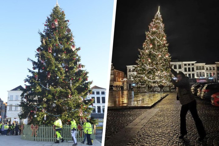 Hoongelach op sociale media om scheve kerstboom op markt: “Het lijkt wel of onze kerstboom vervloekt is, er is elk jaar wel iets”