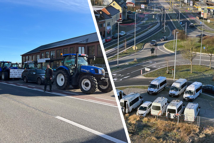 Tractoren verzamelen in Alken, politie staat massaal klaar aan Stayen voor protestactie