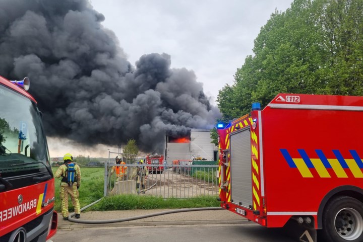 Zware industriebrand in Sint-Pieters-Leeuw: loods ingestort, één persoon weggebracht