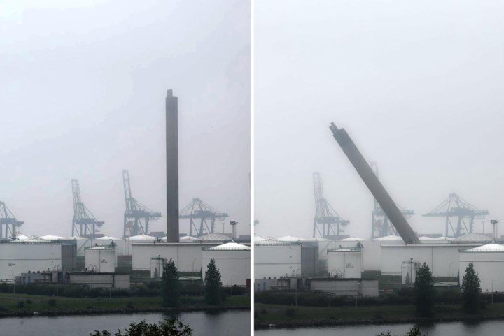 Schoorstenen bij Antwerps havenbedrijf gecontroleerd neergehaald: vier luide knallen hoorbaar