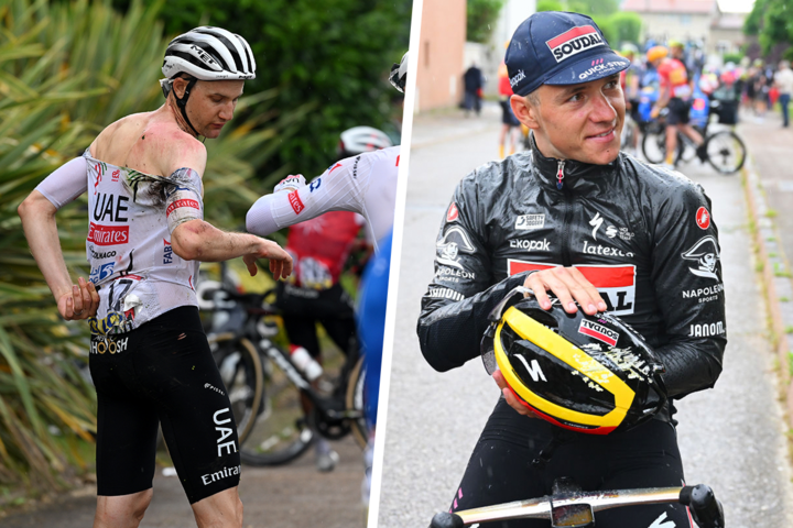 “Bloed aan schouder, helm heeft mij echt gered”: Remco Evenepoel komt met de schrik vrij na massale valpartij in Dauphiné, renners likken hun wonden