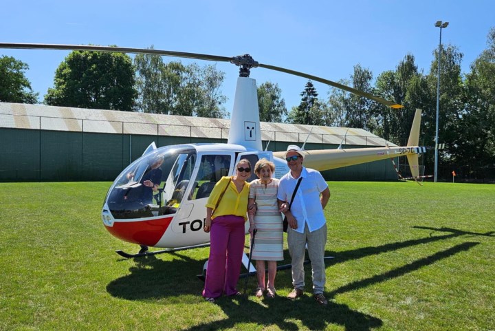 Kleinkinderen pikken Maria (100) met helikopter op om verjaardag vijftig kilometer verder te vieren: “Waarom zouden we haar met een gewone auto ophalen?”