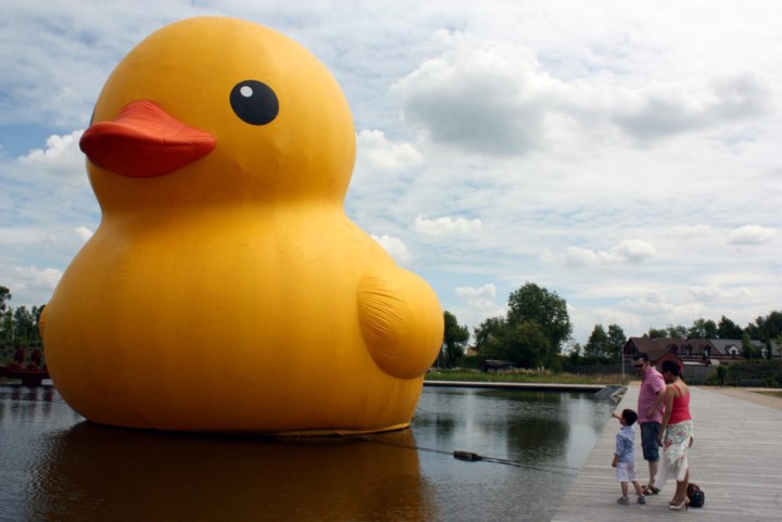 Eerste Crazy Duck Race voor 5 jaar Bunge Kermis