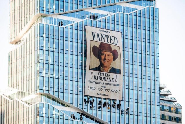 Suddenly, huge wanted posters of the Flemish Rabobank CEO appear at offices in the Netherlands: “Responsible for deforestation”