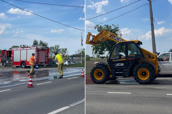 Vorkheftruck verliest vork: tijdlang hinder op drukke weg