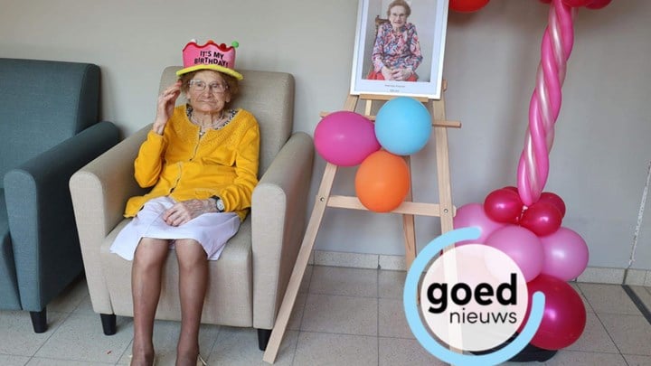 Rode loper en ballonnen voor 100-jarige Matilde in Tongeren: “Mijn geheim? Af en toe een ijsje, want dat is beter dan yoghurt”
