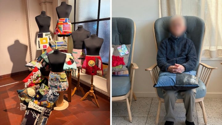 Leerlingen Mode van Heilig Graf maken voelkussens en voelschorten voor Alzheimerpatiënten