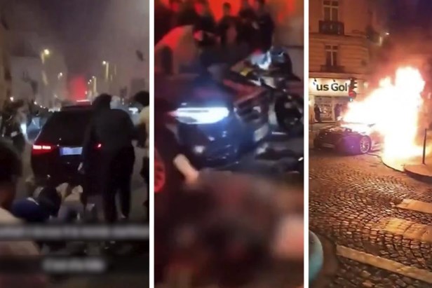 PSG-fans achtervolgen auto die inrijdt op menigte en steken hem in brand, drie supporters gewond | Het Nieuwsblad Mobile