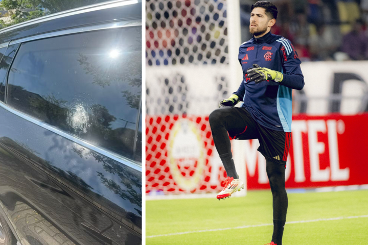 VIDEO. Doelman van Braziliaanse topclub Flamengo toont schade nadat auto beschoten wordt op snelweg in Rio