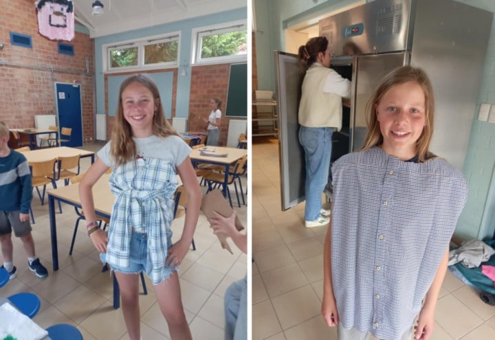 Leerlingen halen creativiteit boven om textiel weg te houden van afvalberg: “Oud hemd wordt leuk zomerbloesje”