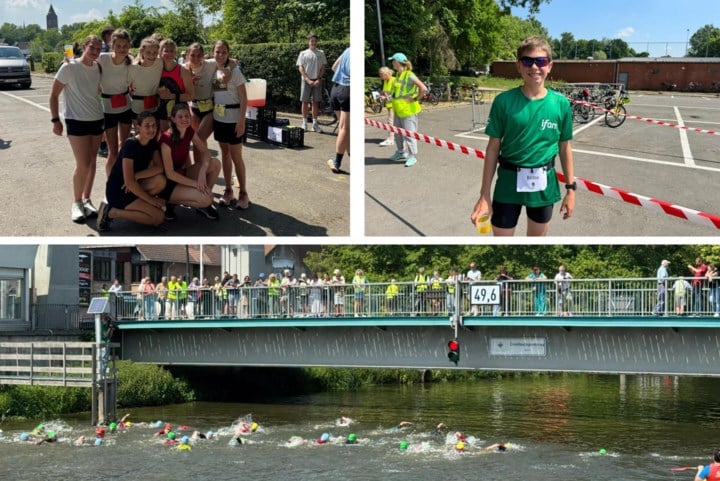 Leerlingen duiken Dender in voor klastriatlon: “Waterkwaliteit uitstekend, temperatuur extreem koud”