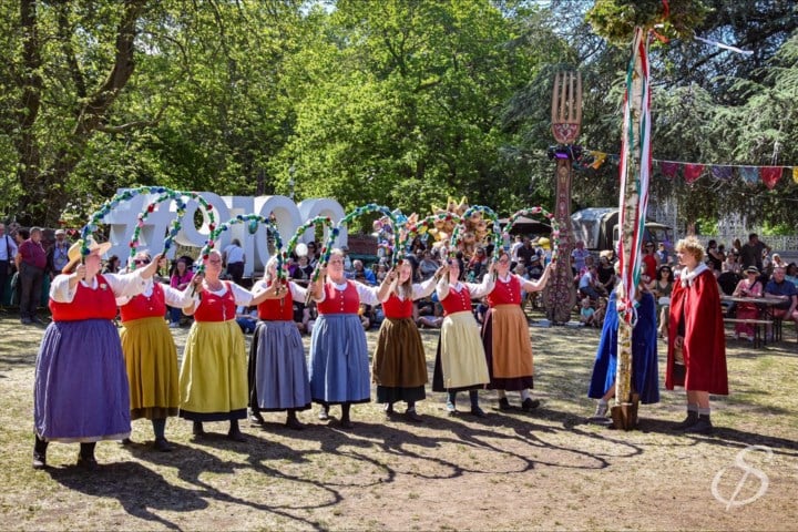 Volkskunstgroep viert lente met meiboomplanting in stadspark