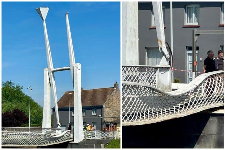 Stalhillebrug defect: gewicht van 4,5 ton dondert naar beneden