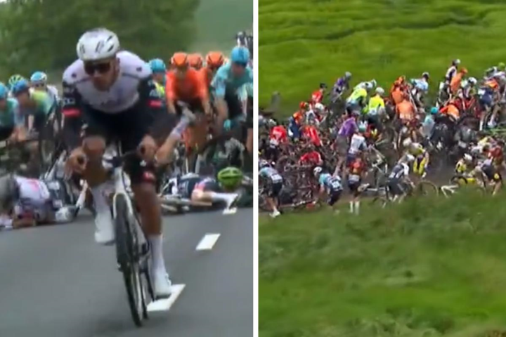 VIDEO. Ronde van Hongarije ontsierd door spectaculaire massale valpartij: verschillende renners afgevoerd
