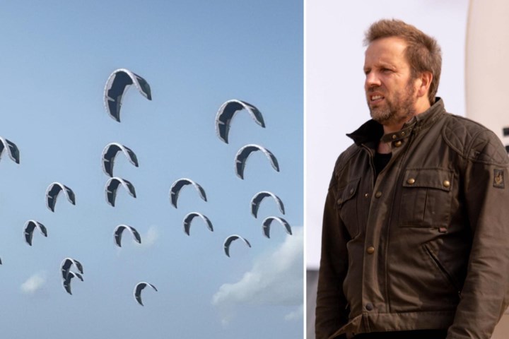 Kunstenaar Wim Tellier laat dertig kites naast elkaar zweven als try-out voor nieuw project in Madagascar
